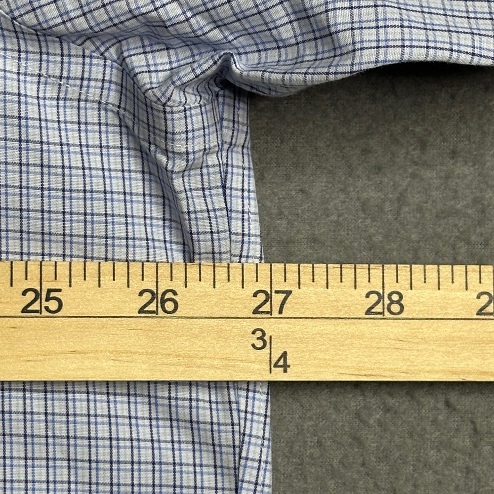 Brooks Brothers Madison Fit Gingham Dress Shirt Mens 17 1/2 34 Blue White Check - Picture 2 of 8
